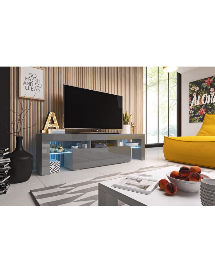 cama meble Szafka RTV TORO 158 szary/ szary połysk główny