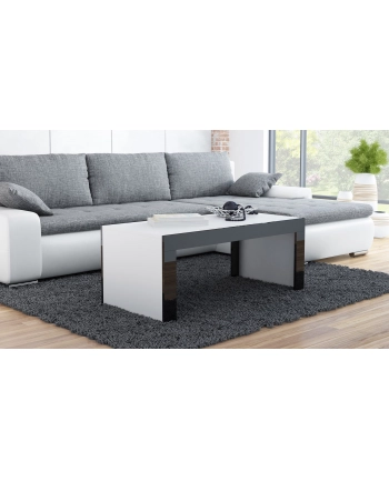 cama meble Stolik/ława TESS 120 biały/ czarny połysk