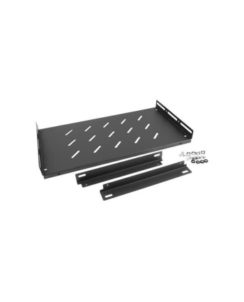 LANBERG PÓŁKA DO SZAF 19  Z KĄTOWNIKIEM 450MM (1U 486X270MM  MONTAŻ 4 PUNKTOWY) CZARNA AK-1014-B
