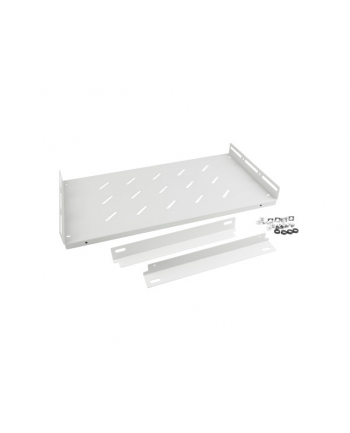 LANBERG PÓŁKA DO SZAF 19  Z KĄTOWNIKIEM 450MM (1U 486X270MM  MONTAŻ 4 PUNKTOWY) SZARA AK-1014-S