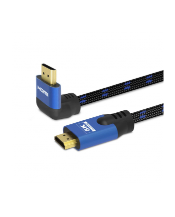 SAVIO CL-147 HDMI M v2.1 1.8m 8K angular copper blue-Kolor: CZARNY gold-plated ethernet / 3D