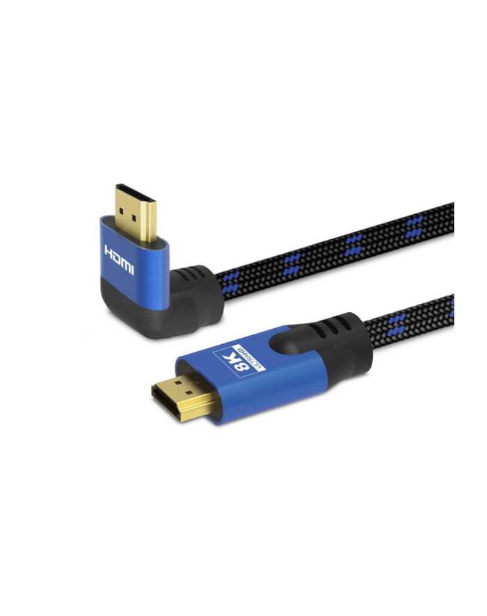 SAVIO CL-147 HDMI M v2.1 1.8m 8K angular copper blue-Kolor: CZARNY gold-plated ethernet / 3D główny