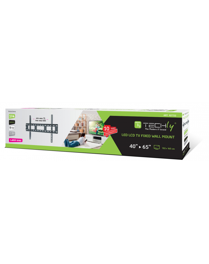 TECHLY Uchwyt ścienny TV LED/LCD 40-65inch 50kg Slim czarny główny