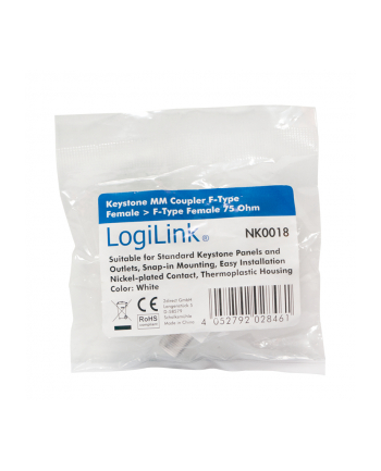 LOGILINK NK0018 Keystone coupler F-Type female F-Type female 17mm width