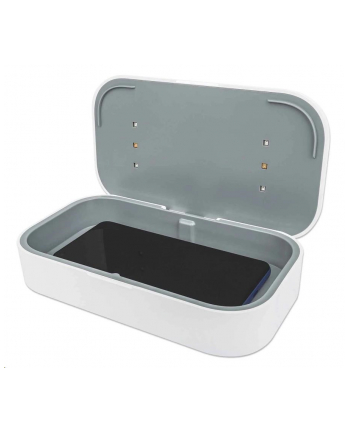 MANHATTAN UV Phone Sanitizer with Wireless Charger UVC Sanitizing Box 10W Wireless Charging Pad White