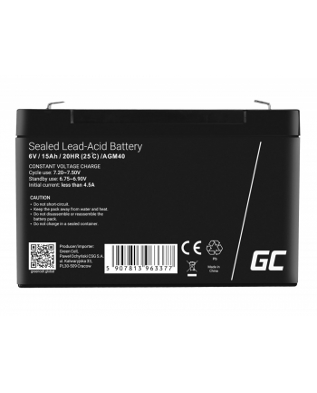 green cell GREENCELL battery AGM VRLA 6V 15Ah