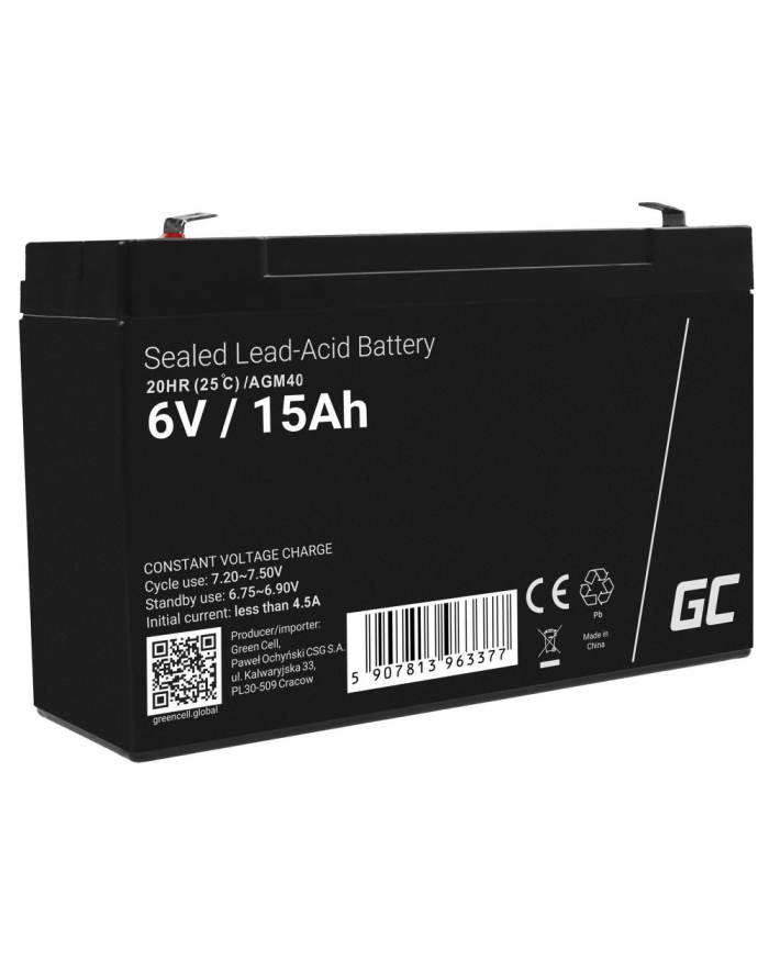 green cell GREENCELL battery AGM VRLA 6V 15Ah główny