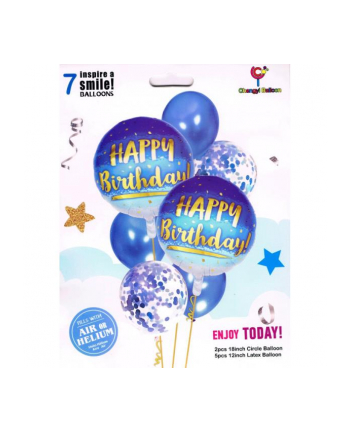 mk trade Zestaw balonów Happy Birthday blue, 7 szt. 30-46 cm BCF-136