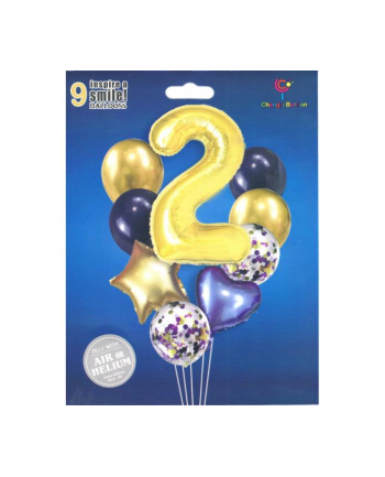 mk trade Zestaw balonów cyfra 2, wys. 40-60cm 9 szt BCF-204-2