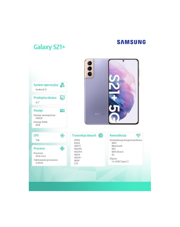samsung Smartfon Galaxy S21+ DS 5G 8/256GB Fioletowy główny
