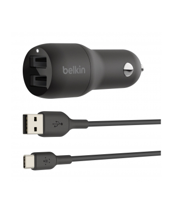 belkin Ładowarka samochodowa Dual USB-A 1m 24W czarna