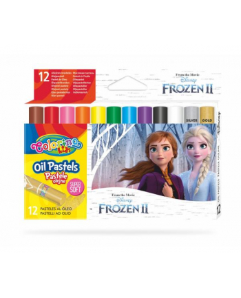 patio Pastele olejne trójkątne 12 kolorów + temperówka Colorino Kids Frozen Kraina Lodu