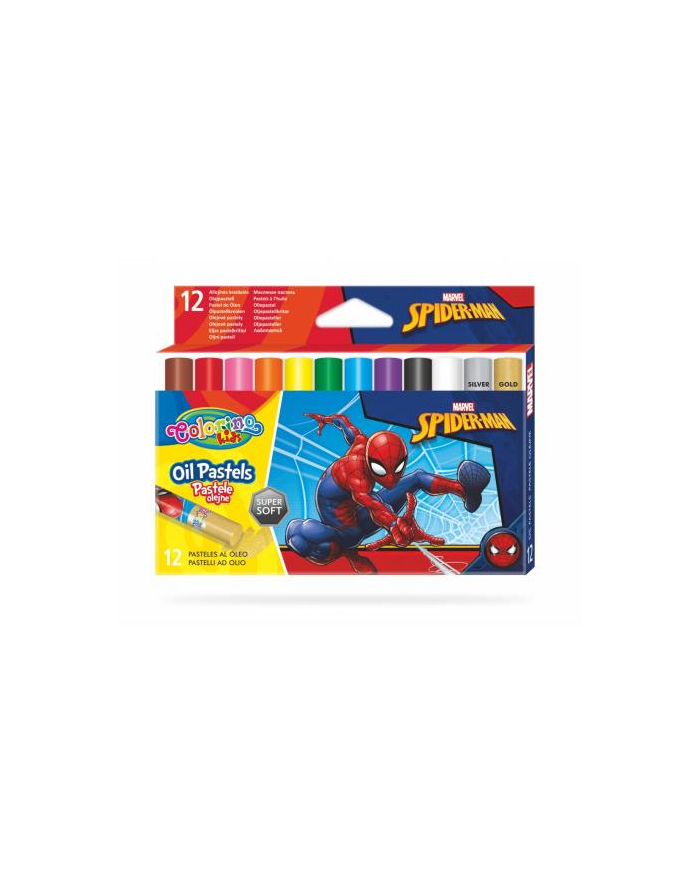 patio Pastele olejne trójkątne 12 kolorów + temperówka Colorino Kids Spiderman główny