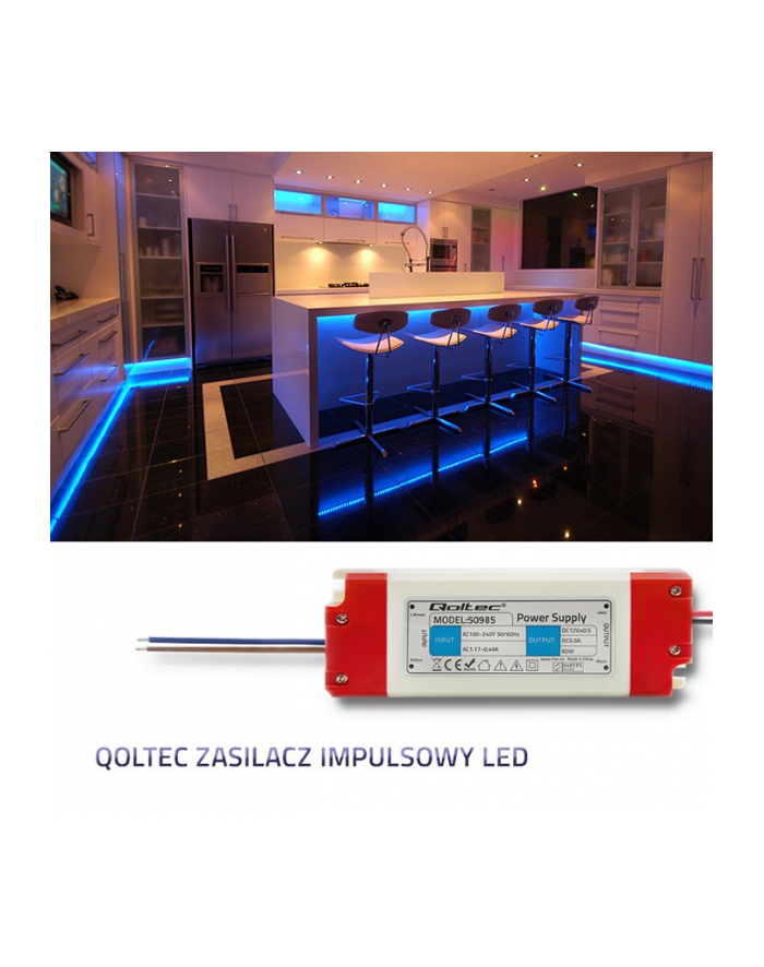 qoltec Zasilacz impulsowy LED IP20 | 60W | 12V | 5A główny