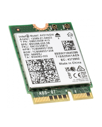 INTEL NIC WI-FI 6E AX211 2230 2x2 AX R2 6GHz + BT No vPro