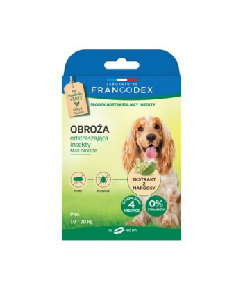 FRANCOD-EX Obroża dla średnich psów od 10 kg do 20 kg odstraszająca insekty - 4 miesiące ochrony  60 cm