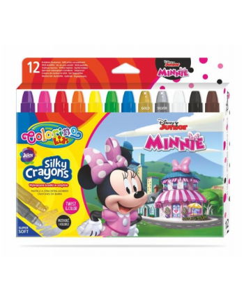 patio Kredki 12 kolorów świecowe żelowe wykręcane w sztyfcie Minnie Mouse Colorino Kids 90713