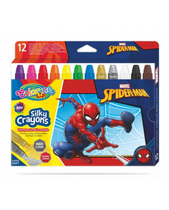 patio Kredki 12 kolorów świecowe żelowe wykręcane w sztyfcie Spiderman Colorino Kids 91888