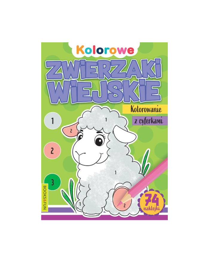 booksandfun Książeczka Kolorowe zwierzaki wiejskie. Kolorowanie z cyferkami. Books and fun główny