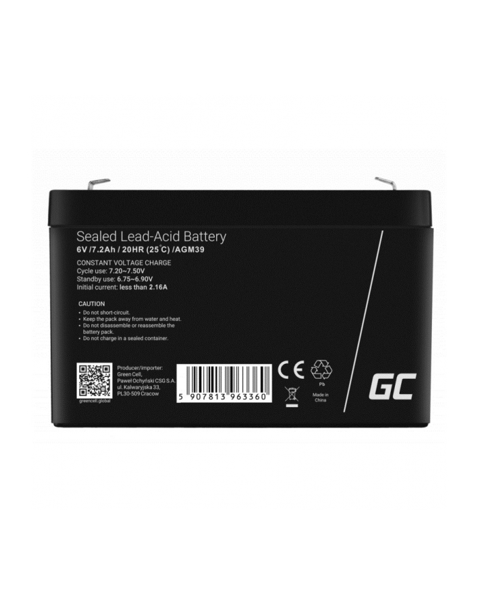 GREEN CELL Battery AGM VRLA 6V 7.2Ah główny