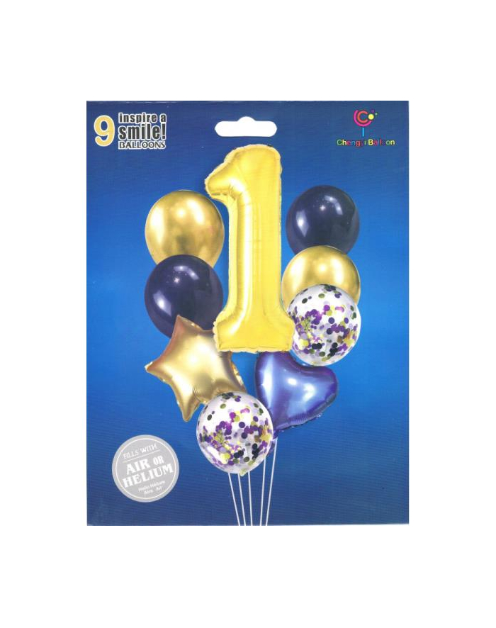 mk trade Zestaw balonów cyfra 1, wys. 40-60cm 9 szt BCF-204-1 główny