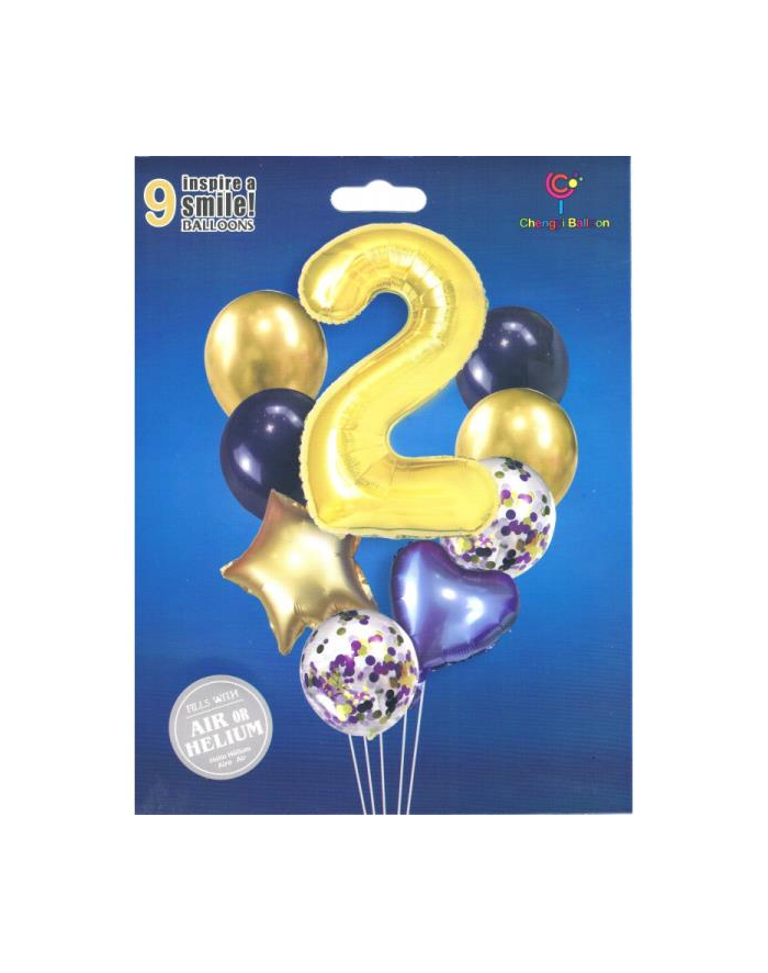 mk trade Zestaw balonów cyfra 2, wys. 40-60cm 9 szt BCF-204-2 główny