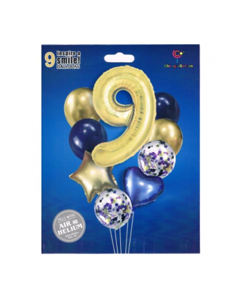 mk trade Zestaw balonów cyfra 9, wys. 40-60cm 9 szt BCF-204-9