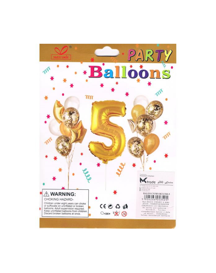 mk trade Zestaw balonów, cyfra '';5'';, wys. 30-60cm, 16 szt.  BSC-538-5 główny