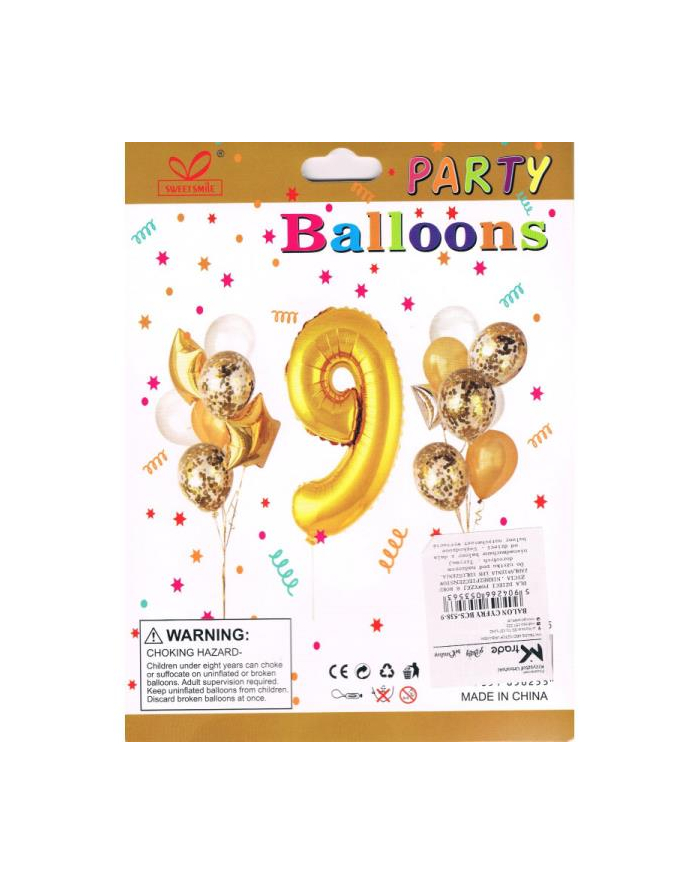 mk trade Zestaw balonów, cyfra '';9'';, wys. 30-60cm, 16 szt.  BSC-538-9 główny