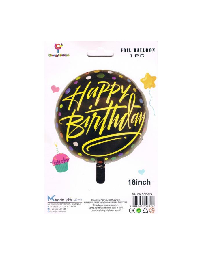 mk trade Balon foliowy Happy Birthday, 46 cm  BCF-924 główny
