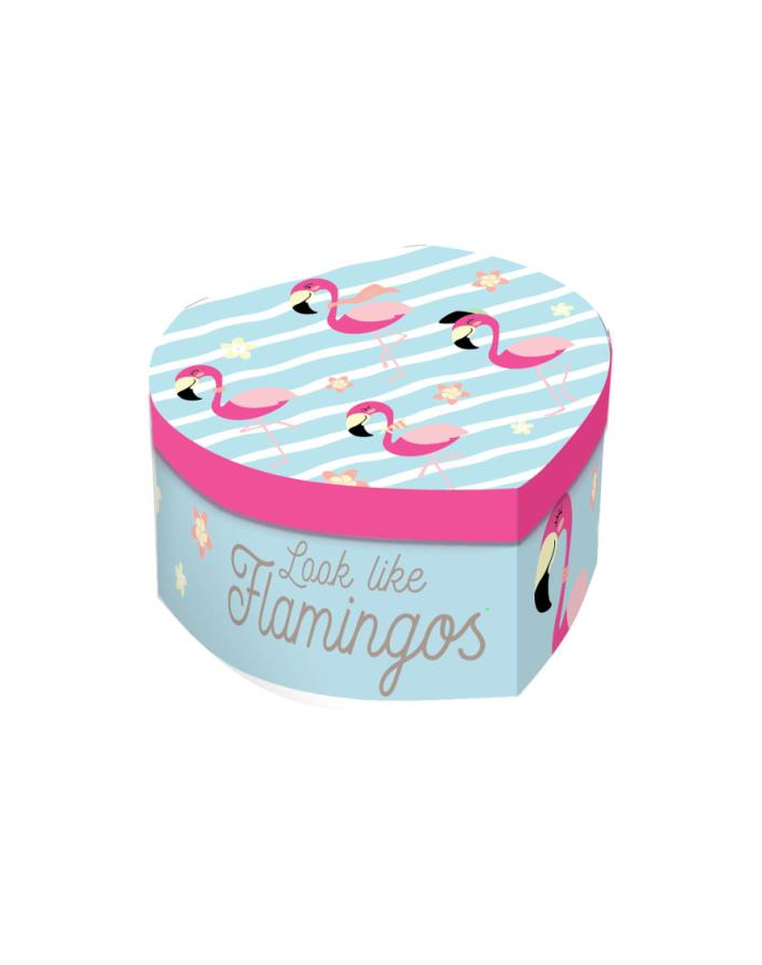 Pudełko na biżuterię z lusterkiem i dźwiękami 15x8,5x13,5cm Flamingi KL10088 Kids Euroswan główny