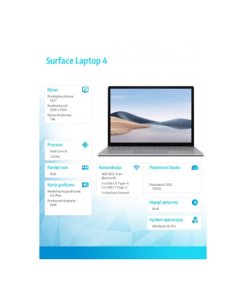 microsoft Surface Laptop 4 Win10Pro i5-1145G7/8GB/512GB/Iris Plus 950/13.5 Commercial Platinum Alcantara 5BV-00043