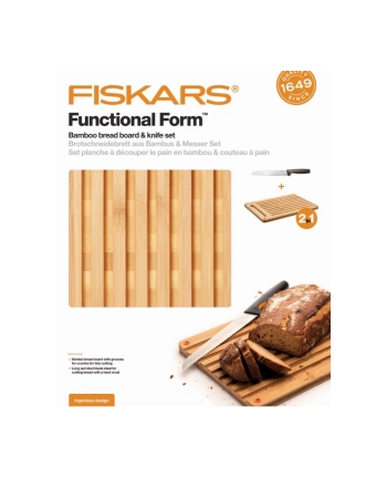 fiskars Zestaw deska do krojenia + nóż chleba  1057551