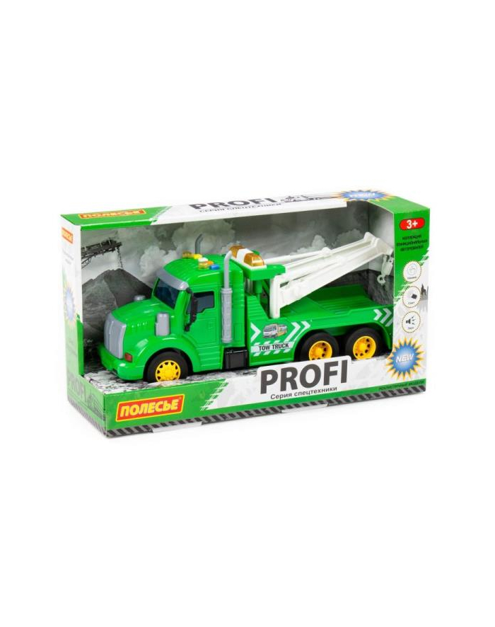 Polesie 86594 '';Profi' samochód ewakuator z napędem, zielony, światło, dźwięk w pudełku główny