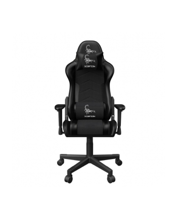 GEMBIRD Fotel Gamingowy SCORPION czarny material oddychajacy czarne skórzane akcenty