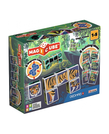 trefl MegiCube Printed Dżungla + karty - klocki magnetyczne 9el. G145