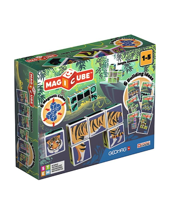 trefl MegiCube Printed Dżungla + karty - klocki magnetyczne 9el. G145 główny