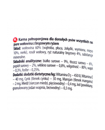 dolina noteci DNP PUREWOŁOWINA Z RYŻEM-KARDLA PSA 400g
