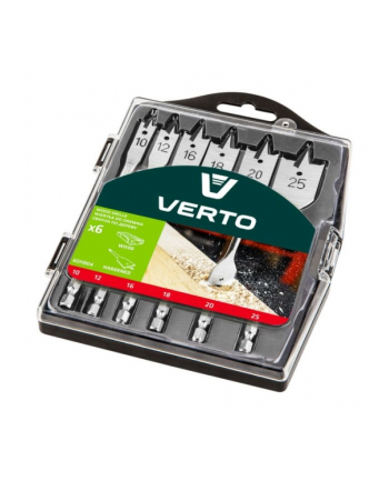 Wiertła do drewna łopatkowe  10 12 16 18 20 25mm  zestaw 6 szt Verto