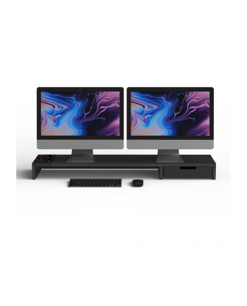 pout Eyes9 – Drewniana podstawka pod dwa monitory z uniwersalnym bezprzewodowym systemem ładowania urządzeń  kolor biały
