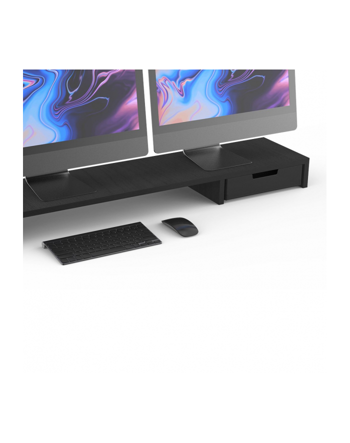 pout Eyes9 – Drewniana podstawka pod dwa monitory z uniwersalnym bezprzewodowym systemem ładowania urządzeń  kolor biały główny
