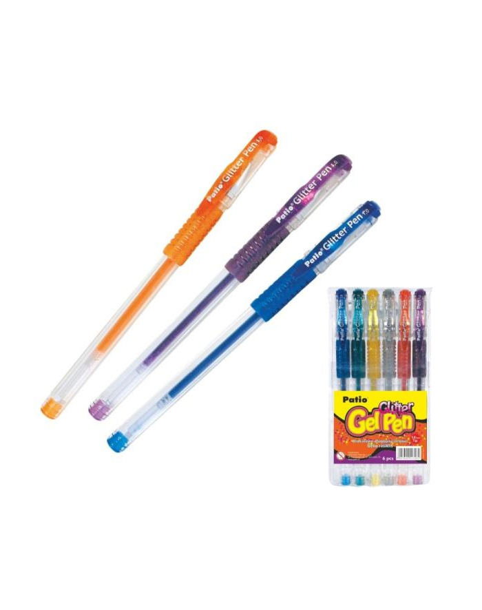 Długopisy żelowe brokatowe Glitter Gel Pen 6 kolorów 88852PTR Patio główny