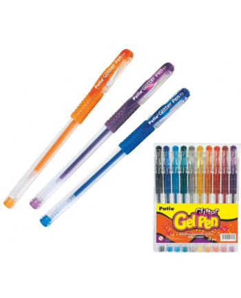 Długopisy żelowe brokatowe Glitter Gel Pen 10 kolorów 89965PTR Patio