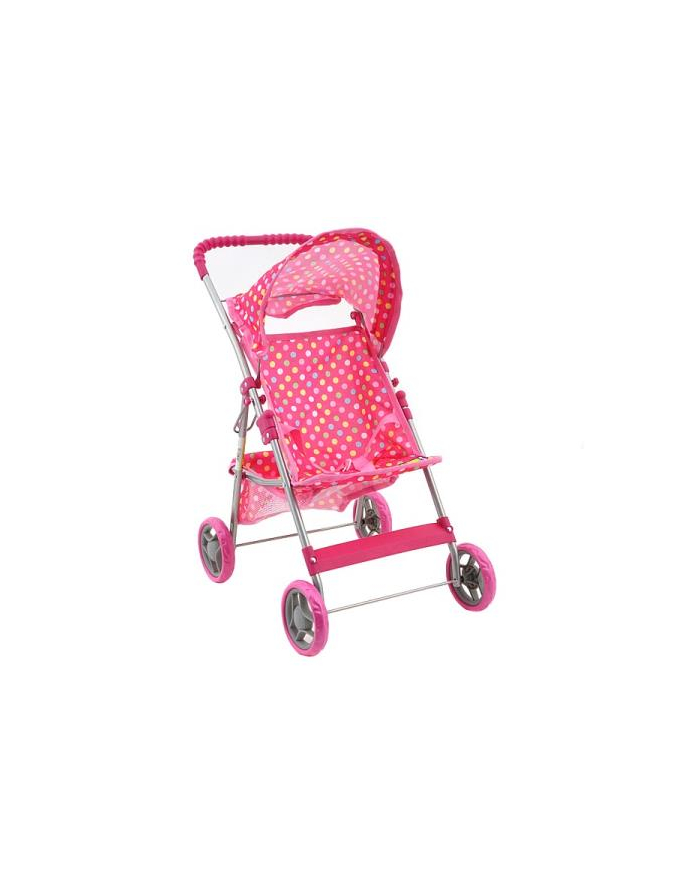 adar Wózek dla lalek różowy spacerówka różowy w groszki, worek główny