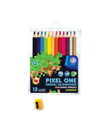 Kredki ołówkowe jumbo okrągłe Pixel One 12 kolorów + temperówka ASTRA