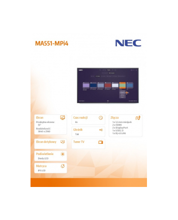 nec Monitor MultiSync MA551-MPi4 55 UHD 500cd/m2 24/7