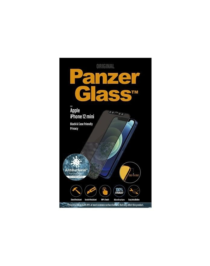 panzerglass Szkło ochronne E2E Super+ iPhone 12 Mini Case Friendly AntiBacterialMicrofracture Privacy główny