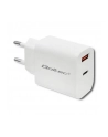 qoltec Ładowarka sieciowa | 18W | 5-12V | 1.5-3A | USB typ C PD |  USB QC 3.0 | Biała - nr 1