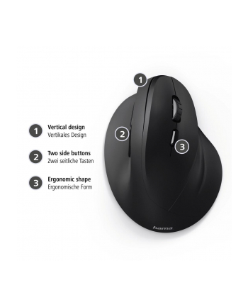 hama Mysz bezprzewodowa ergonomiczna EMW-500 Czarna
