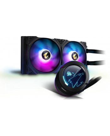 GIGABYTE AORUS WATERFORCE X 280 All-in-one Liquid Cooler with Circular LCD Display RGB Fusion 2.0 Triple 140mm ARGB